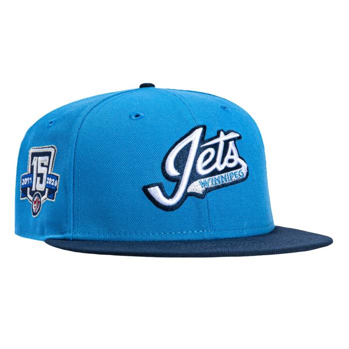 【★百貨店SALE★6/11真夜中2時迄】ニュー内鰓 New Era 【 59Fifty Winnipeg Jets 15Th Anniversary Patch Script Hat Men Royal Blue / Navy 】 ウィニペグ湖 jets ジェッツ 原作 メンズ 青碧 青碧 紺色 米国海軍