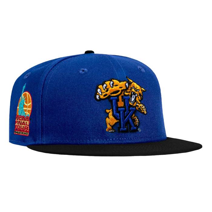 【★百貨店SALE★6/11真夜中2時迄】ニュー内鰓 New Era 【 59Fifty Kentucky Wildcats 1996 Final Four Patch Hat Men Royal / Black 】 ブルーグラスの州 ワイルドキャッツ メンズ 黒いこと 黒いこと