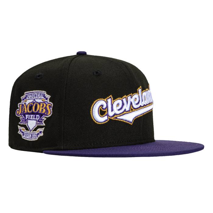 ニューエラ New Era 【 59Fifty Cleveland Guardians Inaugural Patch Script Hat Men Black / Purple 】 クリーブランド スクリプト メンズ 黒色 ブラック Purple 紫・パープル｜スニケス