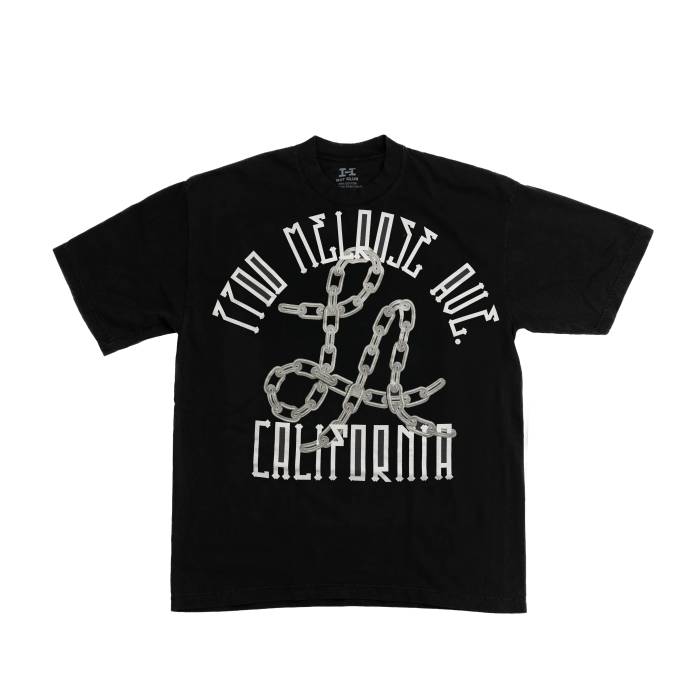 【★百貨店SALE★6/11真夜中2時迄】Hat Club 【 Los Angeles Chain 2025 Tee Men Black 】 ティーシャツ メンズ 黒いこと 黒いこと