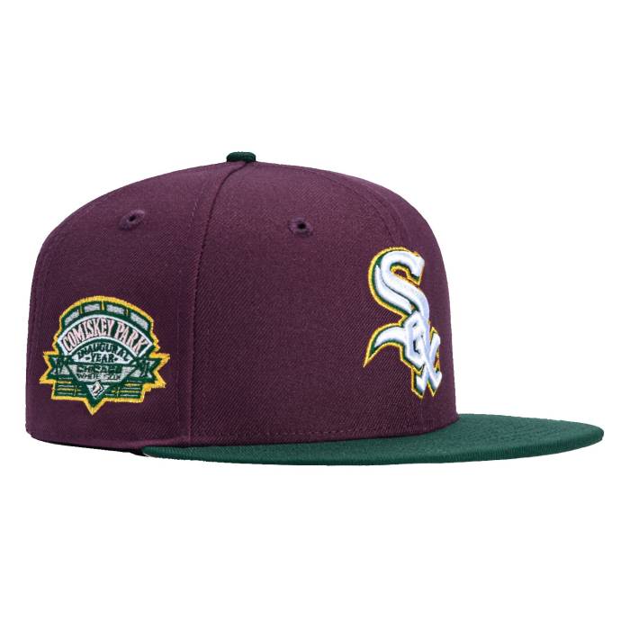 ニューエラ New Era 【 59Fifty Chicago White Sox Comiskey Park Patch Hat Men Maroon / Green 】 シカゴ 白色 ホワイト パーク メンズ マルーン green 緑・グリーン