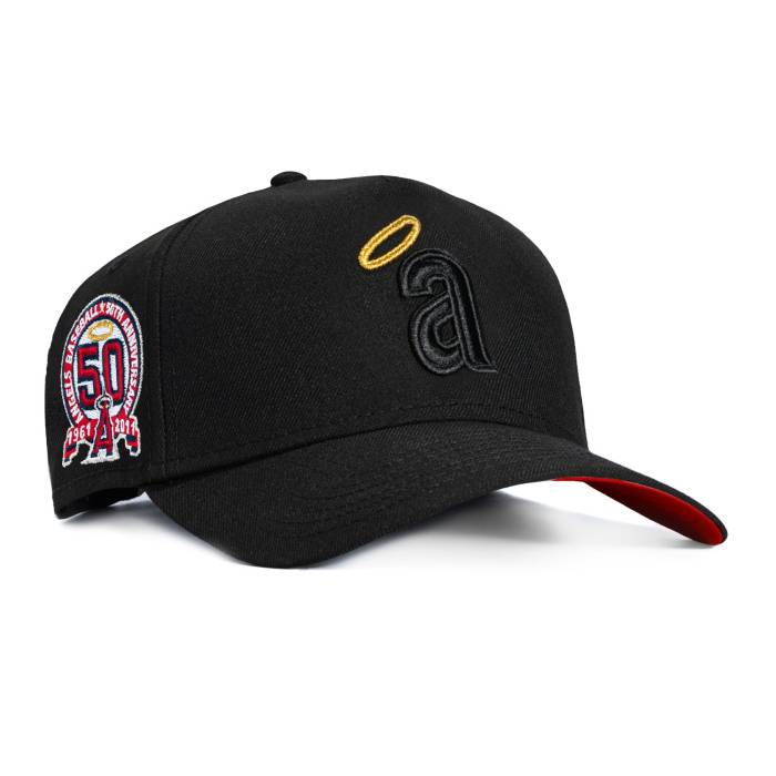 ニューエラ New Era 【 9Forty A-Frame Los Angeles Angels 50Th Anniversary Patch Snapback Red Uv Hat Men Black On Black 】 angels エンジェルス Snapback スナップバック バッグ Red 赤・レッド メンズ 黒色 ブラック|スニケス