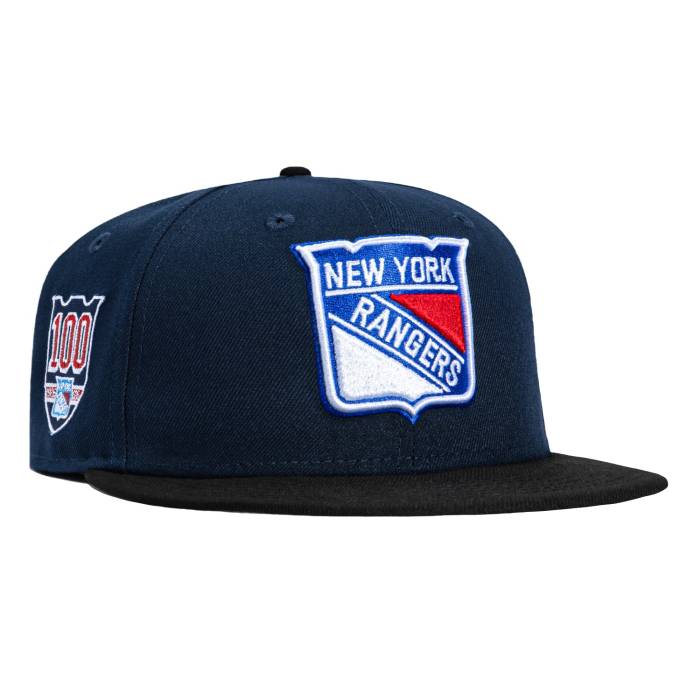 ニューエラ New Era 【 59Fifty New York Rangers 100Th Anniversary Patch Hat Men Navy / Black 】 レンジャース メンズ 紺色 ネイビー 黒色 ブラック｜スニケス