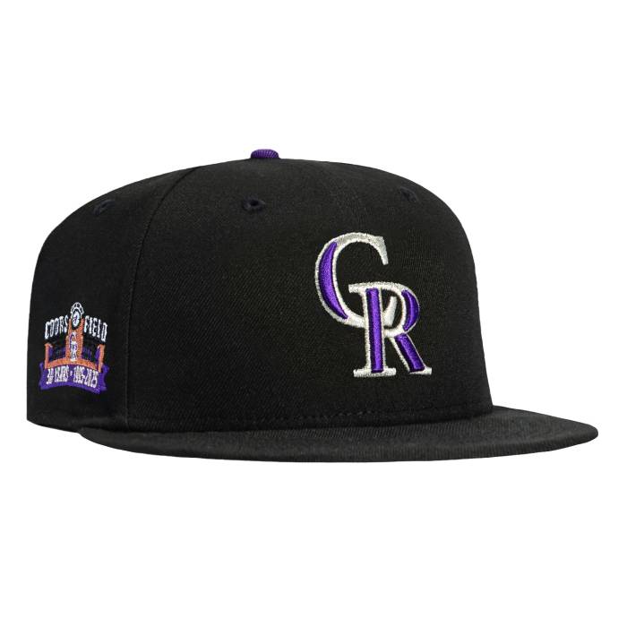 ニュー内鰓 New Era 【 59Fifty Colorado Rockies 30Th Anniversary Stadium Patch Lavender Uv Hat Men Black 】 コロラド ロッキーズ 競技場 メンズ 黒いこと 黒いこと