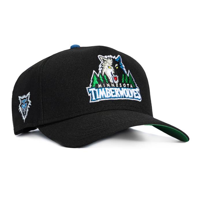 ニュー内鰓 New Era 【 9Forty A-Frame Minnesota Timberwolves Logo Patch 1996 Snapback Hat Men Black 】 北極星の州 ティンバーウルブズ ロゴタイプ Snapback スナップバック 御徒面子 メンズ 黒いこと 黒いこと