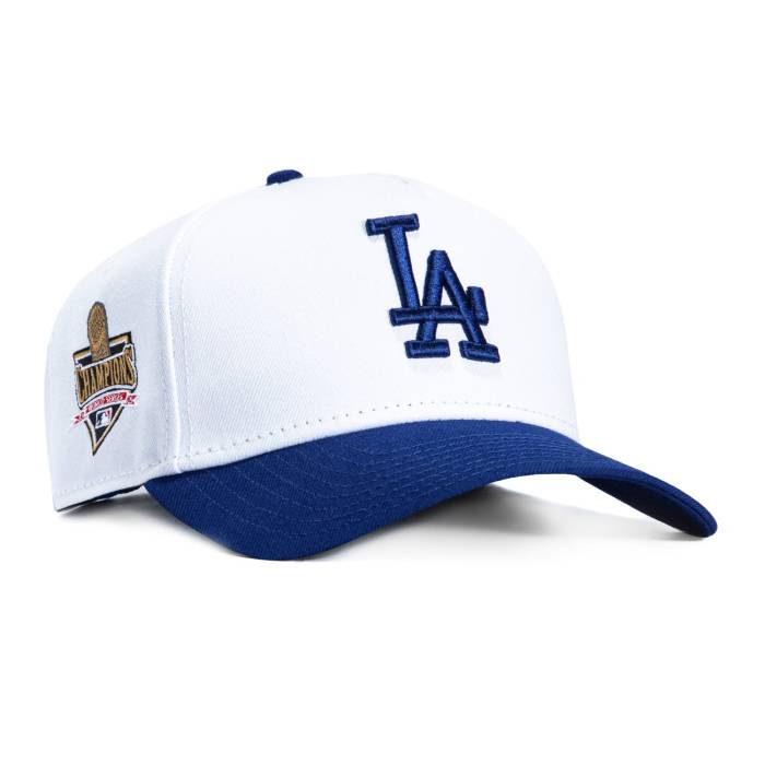 ニューエラ New Era 【 9Forty A-Frame Los Angeles Dodgers 2025 World Series Champions Trophy Patch Snapback Hat Men White / Royal 】 ドジャース シリーズ Snapback スナップバック バッグ メンズ 白色 ホワイト