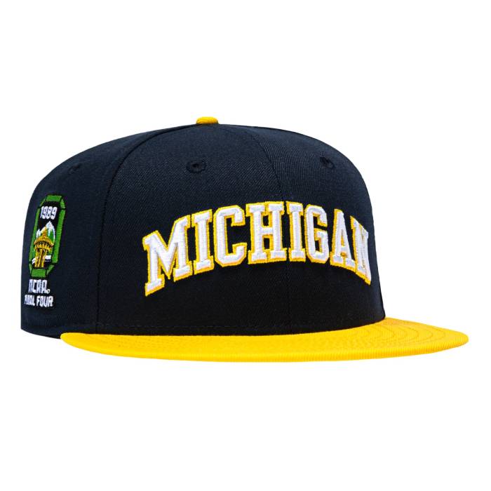 【★百貨店SALE★6/11真夜中2時迄】ニュー内鰓 New Era 【 59Fifty Michigan Wolverines 1989 Final Four Patch Arch Hat Men Navy / Yellow 】 ミシガン湖 ウルヴァリンズ メンズ 紺色 米国海軍 yellow 黄味がかった・黄色