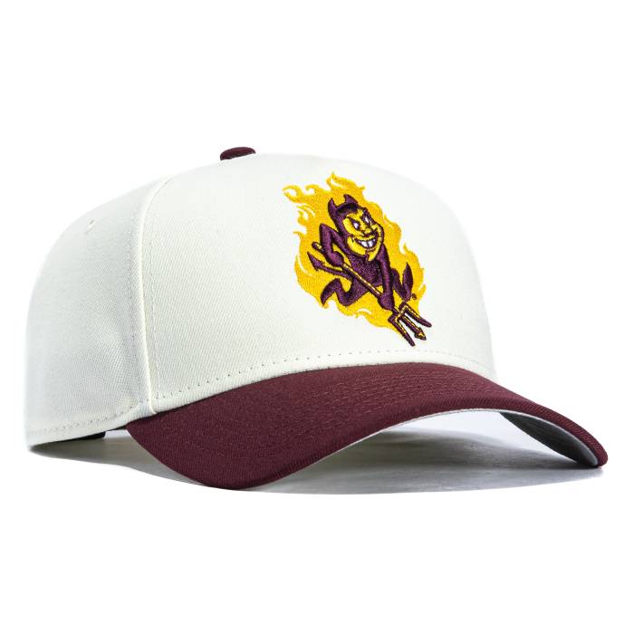 ニュー内鰓 New Era 【 9Forty A-Frame Arizona State Sun Devils Sparky Flame Hat Men White / Maroon 】 アリゾナ State 滑るゲーム盤 デビルス メンズ 白いこと 白いこと マルーン