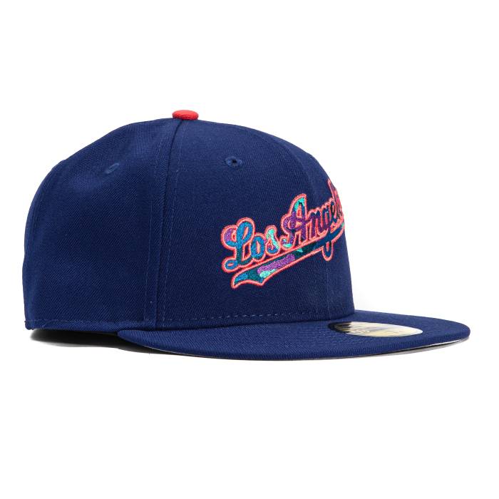 ニューエラ New Era 【 59Fifty Los Angeles Dodgers Camo Script Hat Men Royal / Teal / Infrared 】 ドジャース カモ柄 スクリプト メンズ