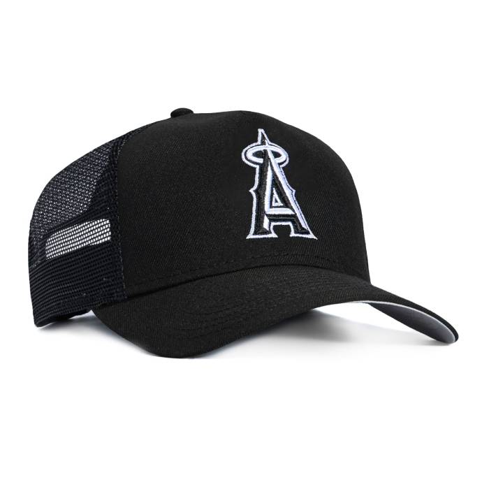 ニューエラ New Era 【 9Forty A-Frame Los Angeles Angels Trucker Snapback Hat Men Black / White 】 angels エンジェルス トラッカー Snapback スナップバック バッグ メンズ 黒色 ブラック 白色 ホワイト｜スニケス