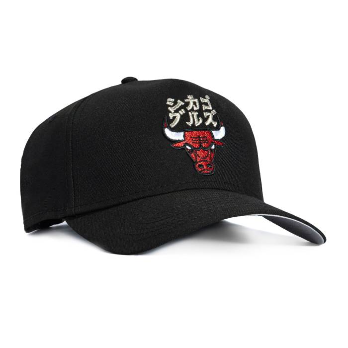 ニュー内鰓 New Era 【 9Forty A-Frame Chicago Bulls Katakana Snapback Hat Men Black 】 風の強い町 ブルズ Snapback スナップバック 御徒面子 メンズ 黒いこと 黒いこと