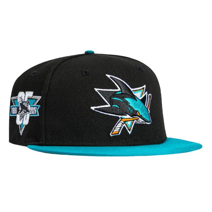 ニュー内鰓 New Era 【 59Fifty San Jose Sharks 35Th Anniversary Patch Hat Men Black / Teal 】 シャークス メンズ 黒いこと 黒いこと