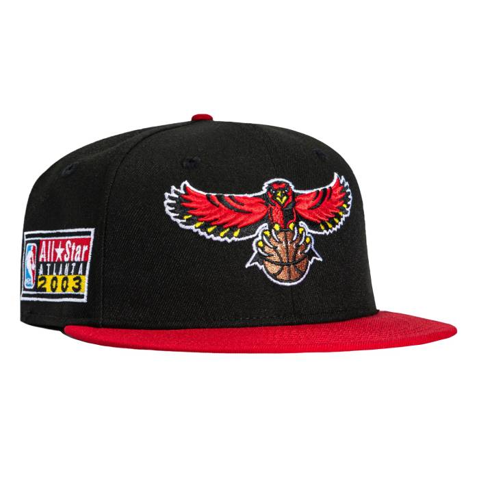 ニューエラ New Era 【 59Fifty Atlanta Hawks 2003 All Star Game Patch Hat Men Black / Red 】 アトランタ ホークス Game ゲーム メンズ 黒色 ブラック Red 赤・レッド｜スニケス