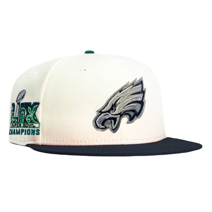 【★百貨店SALE★6/11十二時2時迄】ニュー内鰓 New Era 【 59Fifty Philadelphia Eagles 2025 Super Bowl Champions Patch Hat Men White / Navy / Green 】 兄弟愛の都市 イーグルス メンズ 白いこと 白いこと 紺色 米国海軍 green 緑・緑であること