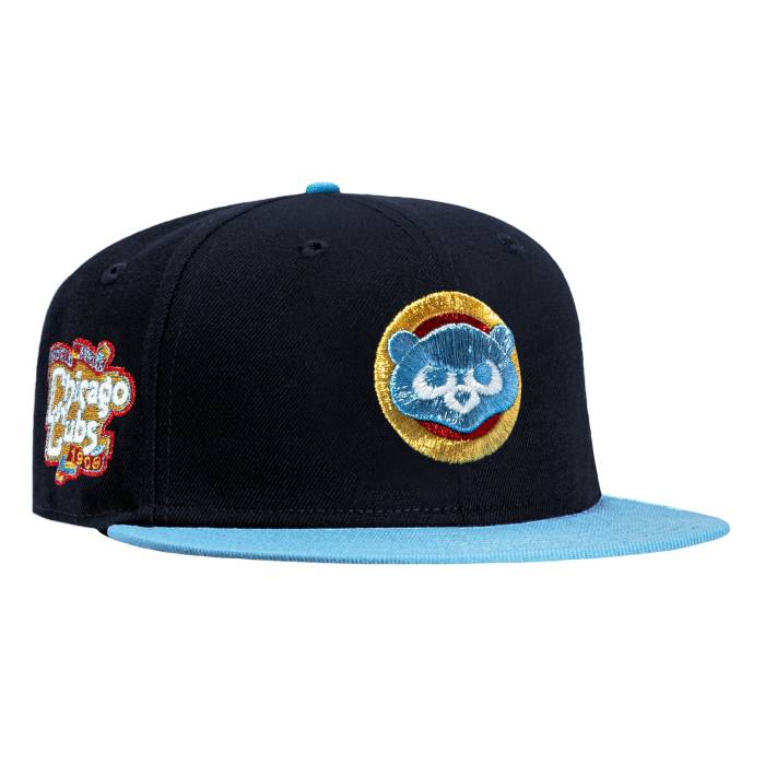 【★百貨店SALE★6/11十二時2時迄】ニュー内鰓 New Era 【 59Fifty Chicago Cubs 1908 World Series Patch Hat Men Navy / Light Blue / Metallic Gold 】 風の強い町 カブス つづき物 メンズ 紺色 米国海軍 青み 青色 ゴールド