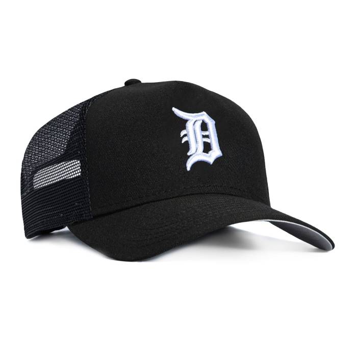 ニュー内鰓 New Era 【 9Forty A-Frame Detroit Tigers Trucker Snapback Hat Men Black / White 】 自動車の街 タイガース トラッカー Snapback スナップバック 御徒面子 メンズ 黒いこと 黒いこと 白いこと 白いこと