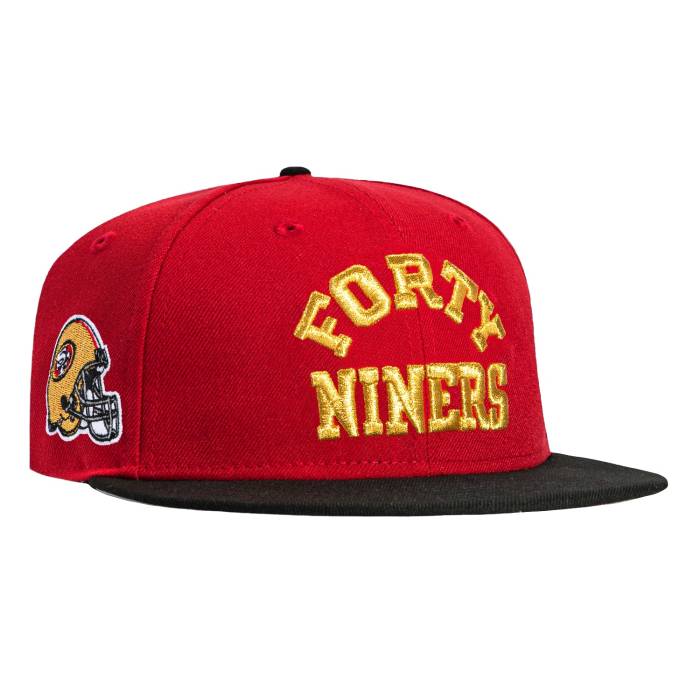 【★百貨店SALE★6/11真夜中2時迄】ニュー内鰓 New Era 【 59Fifty San Francisco 49Ers Helmet Logo Patch Spell Out Hat Men Red / Black 】 フォーティーナイナーズ Helmet 安全帽 ロゴタイプ メンズ Red 赤・赤いこと 黒いこと 黒いこと