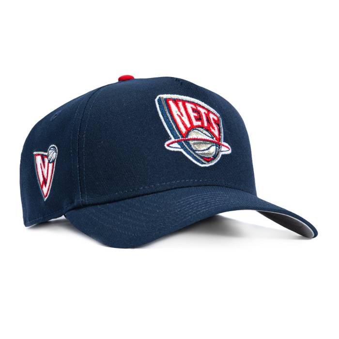 ニュー内鰓 New Era 【 9Forty A-Frame Brooklyn Nets 1997 Logo Patch Snapback Hat Men Navy 】 ブルックリン ネッツ ロゴタイプ Snapback スナップバック 御徒面子 メンズ 紺色 米国海軍