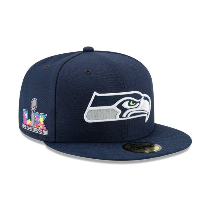 【★百貨店SALE★6/11真夜中2時迄】ニュー内鰓 New Era 【 59Fifty Seattle Seahawks 2026 Super Bowl Patch Hat Men Navy 】 シアトル シーホークス メンズ 紺色 米国海軍