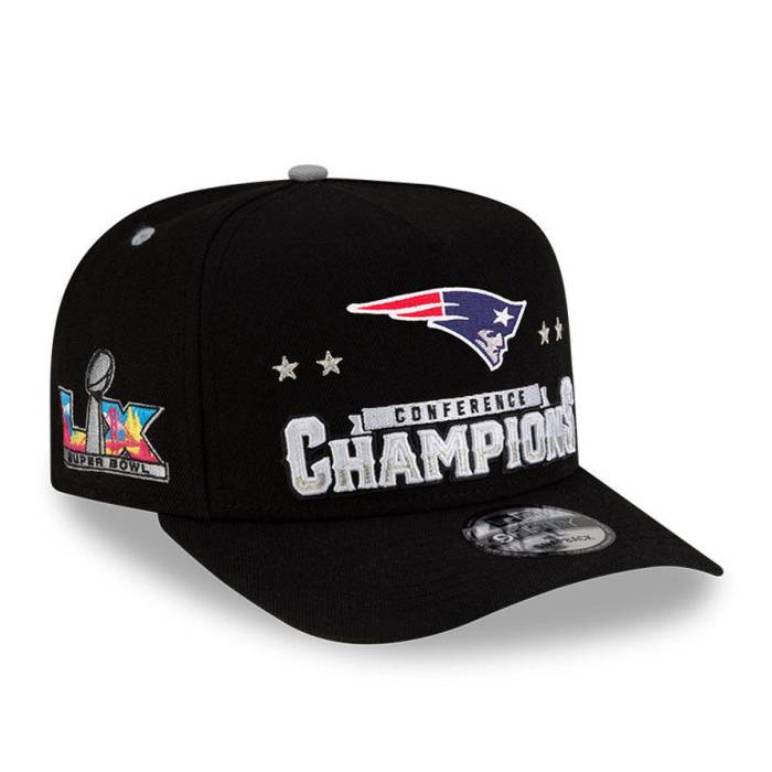【★百貨店SALE★6/11真夜中2時迄】ニュー内鰓 New Era 【 9Fifty A-Frame New England Patriots 2026 Super Bowl Patch Afc Champions Snapback Hat Men Black 】 ペイトリオッツ Snapback スナップバック 御徒面子 メンズ 黒いこと 黒いこと