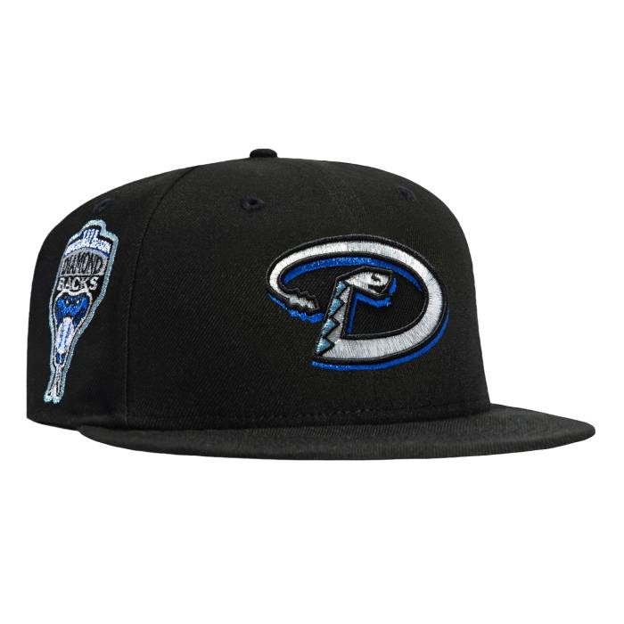 ニューエラ New Era 【 59Fifty Arizona Diamondbacks Inaugural Patch D Hat Men Black / Metallic Silver / Light Blue 】 アリゾナ ダイヤモンドバックス メンズ 黒色 ブラック Silver 銀色・シルバー 青色 ブルー｜スニケス