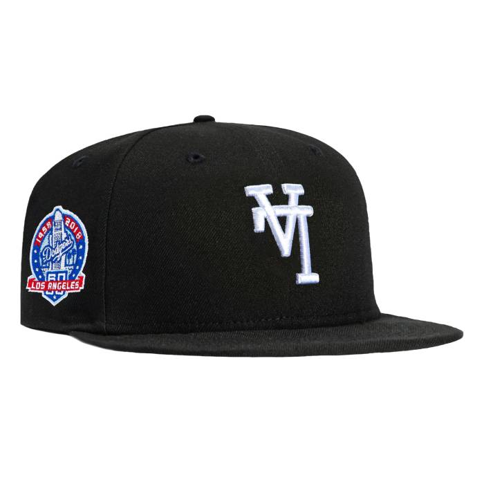 ニューエラ New Era 【 59Fifty Los Angeles Dodgers 60Th Anniversary Patch Upside Down Hat Men Black / White 】 ドジャース ダウン メンズ 黒色 ブラック 白色 ホワイト｜スニケス
