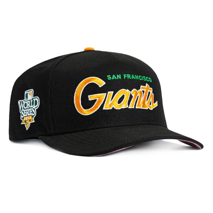 ニュー内鰓 New Era 【 9Fifty A-Frame San Francisco Giants 2010 World Series Patch Script Snapback Hat Men Black / Light Orange 】 ジャイアンツ 続きもの 脚本 Snapback スナップバック 御徒面子 メンズ 黒いこと 黒いこと