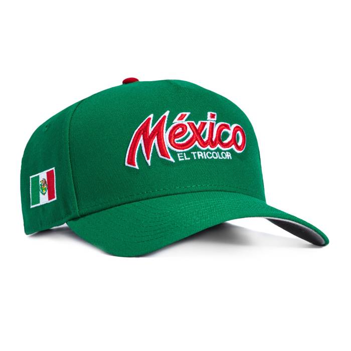 ニュー内鰓 New Era 【 9Forty A-Frame Mexico El Tricolor Mexico Flag Patch Script Snapback Hat Men Kelly Green 】 メキシコ合衆国 脚本 Snapback スナップバック 御徒面子 メンズ green 緑・緑であること