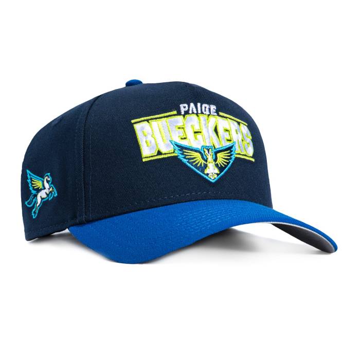 ニュー内鰓 New Era 【 9Forty A-Frame Dallas Wings Paige Bueckers Logo Patch Word Snapback Hat Men Navy / Royal 】 ダラス ロゴタイプ Snapback スナップバック 御徒面子 メンズ 紺色 米国海軍
