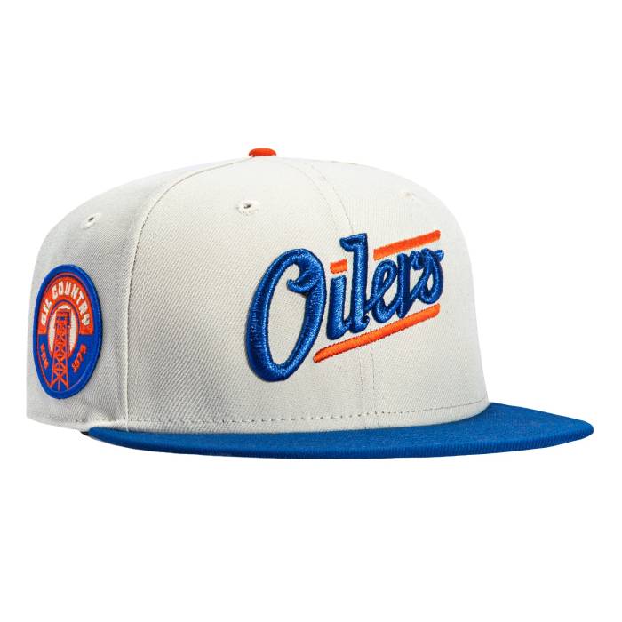 【★百貨店SALE★6/11真夜中2時迄】ニュー内鰓 New Era 【 59Fifty Edmonton Oilers Oil Country Patch Script Hat Men Stone / Navy 】 エドモントン オイラーズ カントリー 原作 メンズ 紺色 米国海軍
