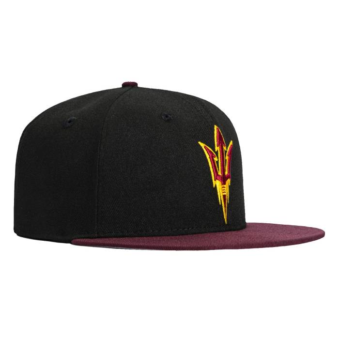ニューエラ New Era 【 59Fifty Arizona State Sun Devils Fork Hat Men Black / Maroon 】 アリゾナ State スケートボード デビルス メンズ 黒色 ブラック マルーン