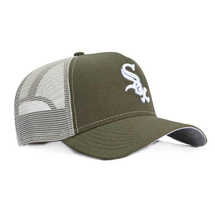 ニューエラ New Era 【 9Forty A-Frame Chicago White Sox Snapback Trucker Hat Men Olive / Stone 】 シカゴ 白色 ホワイト Snapback スナップバック バッグ トラッカー メンズ olive オリーブ