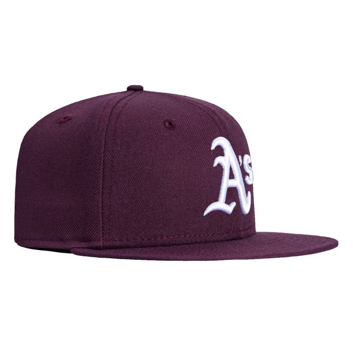 【★百貨店SALE★6/11真夜中2時迄】ニュー内鰓 New Era 【 59Fifty Oakland Athletics Hat Men Plum / White 】 オークランド アスレチックス メンズ 白いこと 白いこと