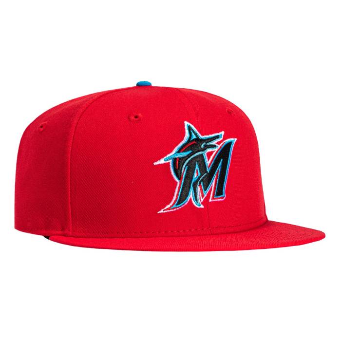 【★百貨店SALE★6/11真夜中2時迄】ニュー内鰓 New Era 【 59Fifty Miami Marlins Otc Hat Men Red 】 マイアミ マーリンズ メンズ Red 赤・赤いこと