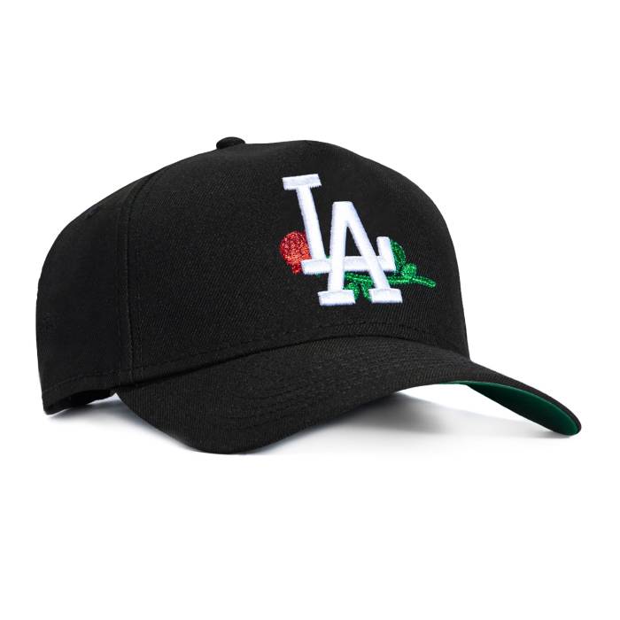 ニュー内鰓 New Era 【 9Forty A-Frame Los Angeles Dodgers Rose Snapback Hat Men Black 】 ドジャース Rose サクラ色 Snapback スナップバック 御徒面子 メンズ 黒いこと 黒いこと