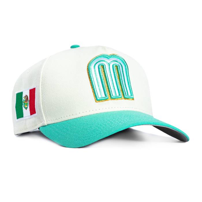 ニュー内鰓 New Era 【 9Forty A-Frame Mexico World Baseball Classic Mexico Flag Patch Snapback Hat Men White / Mint / Metallic Gold 】 メキシコ合衆国 野球 古典派音楽 Snapback スナップバック 御徒面子 メンズ 白いこと ホワ