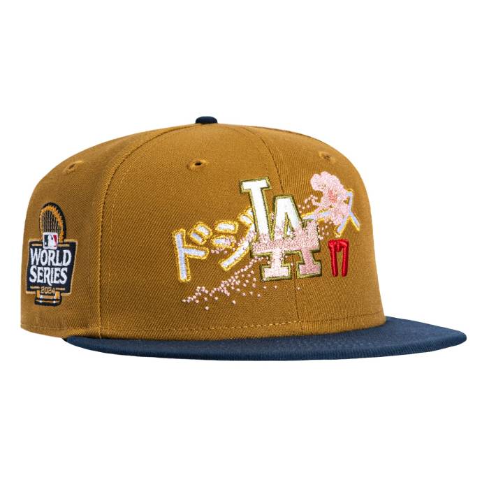 ニュー内鰓 New Era 【 59Fifty Los Angeles Dodgers 2024 World Series Patch Ohtani Blossom Hat Men Khaki / Navy 】 ドジャース つづき物 メンズ カーキ 紺色 米国海軍