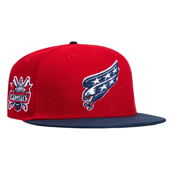 【★百貨店SALE★6/11真夜中2時迄】ニュー内鰓 New Era 【 59Fifty Washington Capitals Eagle Logo Patch Hat Men Red / Navy 】 ワシントン州 キャピタルズ ロゴタイプ メンズ Red 赤・赤いこと 紺色 米国海軍