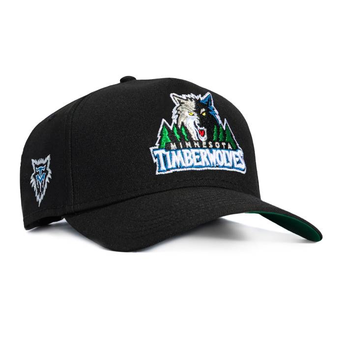 ニューエラ New Era 【 9Forty A-Frame Black Dome Minnesota Timberwolves Logo Patch 1996 Snapback Hat Men Black 】 黒色 ブラック ミネソタ ティンバーウルブズ ロゴ Snapback スナップバック バッグ メンズ 黒色 ブラッ|スニケス