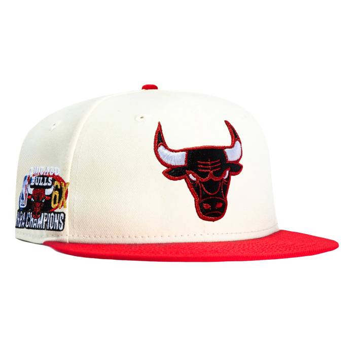 【★百貨店SALE★6/11十二時2時迄】ニュー内鰓 New Era 【 59Fifty Chicago Bulls 6X Champions Patch Hat Men White / Red 】 風の強い町 ブルズ メンズ 白いこと 白いこと Red 赤・赤いこと