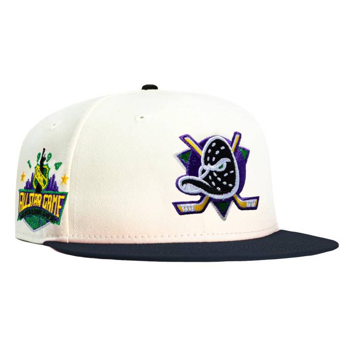 【★百貨店SALE★6/11十二時2時迄】ニュー内鰓 New Era 【 59Fifty Anaheim Ducks 1994 All Star Game Patch Hat Men White / Black / Purple / Kelly Green 】 アナ住み家 ダックス Game 取り組み メンズ 白いこと 白いこと 黒いこと 黒いこと Purple 紫・パープル green 緑