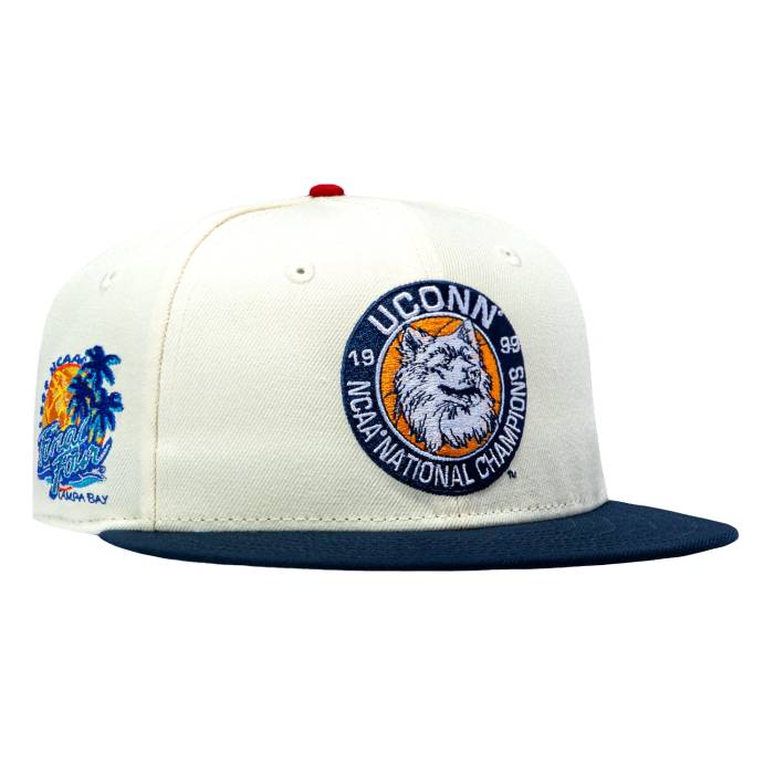 【★百貨店SALE★6/11真夜中2時迄】ニュー内鰓 New Era 【 59Fifty Uconn Huskies 1999 Final Four Patch Arch Hat Men Navy 】 コネチカット 芙蓉手当たり メンズ 紺色 米国海軍