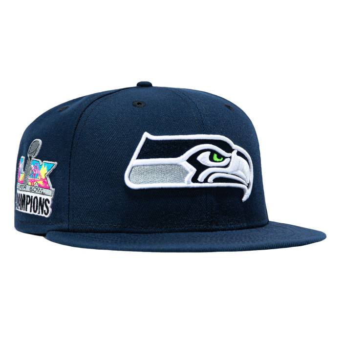 【★百貨店SALE★6/11真夜中2時迄】ニュー内鰓 New Era 【 59Fifty Seattle Seahawks 2026 Super Bowl Champions Patch Hat Men Navy 】 シアトル シーホークス メンズ 紺色 米国海軍