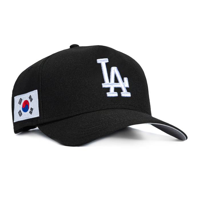 ニュー内鰓 New Era 【 9Forty A-Frame Los Angeles Dodgers Korea Flag Patch Hat Men Black / White 】 ドジャース メンズ 黒いこと 黒いこと 白いこと 白いこと