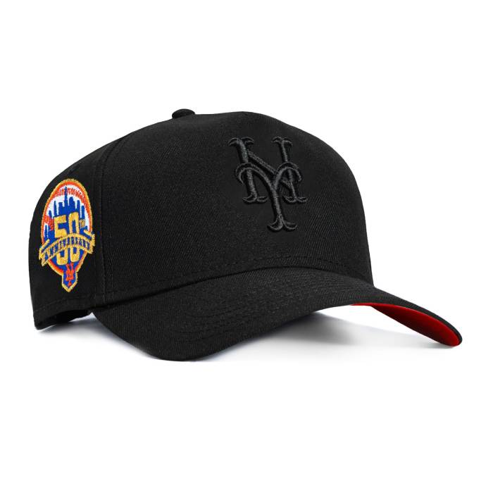 ニューエラ New Era 【 9Forty A-Frame New York Mets 50Th Anniversary Patch Snapback Red Uv Hat Men Black On Black 】 メッツ Snapback スナップバック バッグ Red 赤・レッド メンズ 黒色 ブラック|スニケス