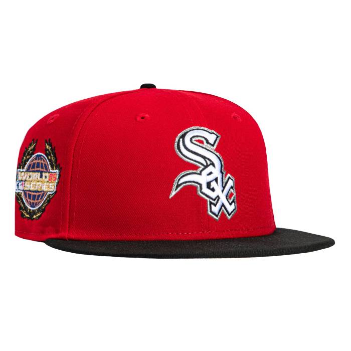 ニューエラ New Era 【 59Fifty Chicago White Sox 2005 World Series Patch Hat Men Red / Black / Metallic Silver 】 シカゴ 白色 ホワイト シリーズ メンズ Red 赤・レッド 黒色 ブラック Silver 銀色・シルバー｜スニケス