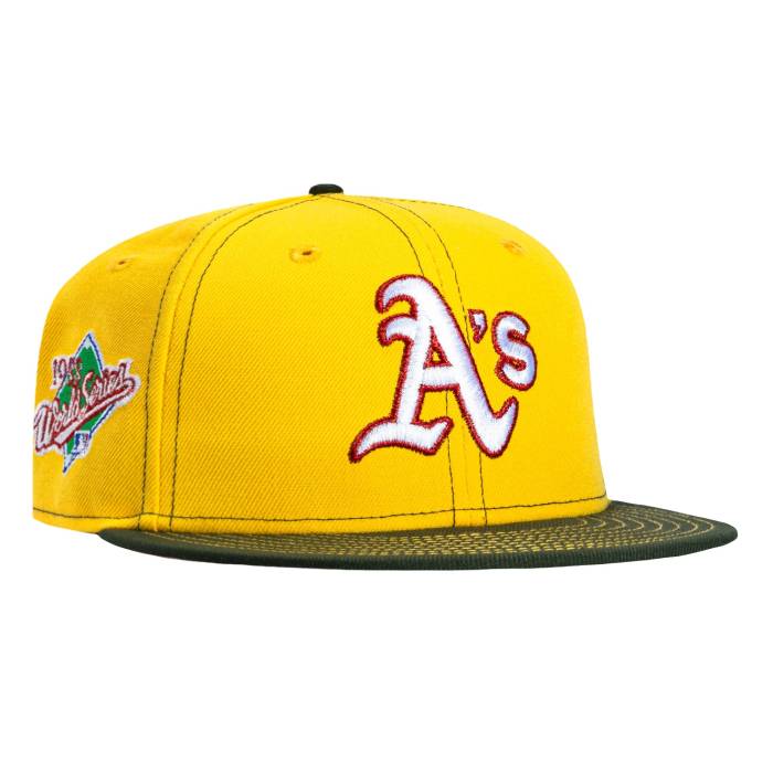 ニュー内鰓 New Era 【 59Fifty Oakland Athletics 1988 World Series Patch Pink Uv Hat Men Gold / Green 】 オークランド アスレチックス つづき物 pink サクラ色 メンズ ゴールド green 緑・緑であること