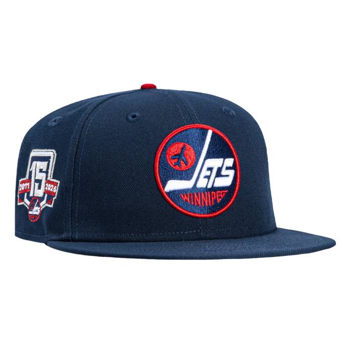 【★百貨店SALE★6/11真夜中2時迄】ニュー内鰓 New Era 【 59Fifty Winnipeg Jets 15Th Anniversary Patch Alternate Hat Men Navy 】 ウィニペグ湖 jets ジェッツ メンズ 紺色 米国海軍
