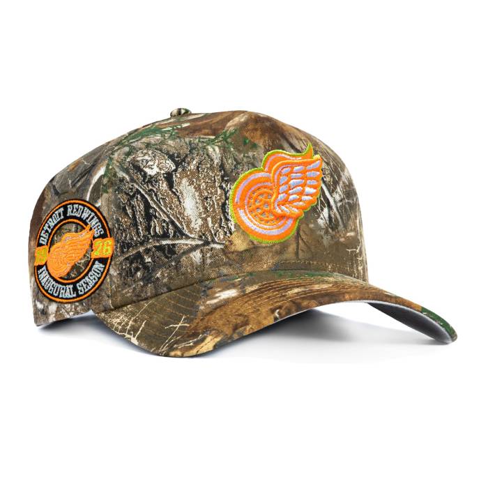 【★百貨店SALE★6/11真夜中2時迄】ニュー内鰓 New Era 【 9Fifty A-Frame Neon Realtree Detroit Red Wings Inaugural Patch Pre-Curved Snapback Hat Men Real Tree Camo 】 自動車の街 Red 赤・赤いこと Snapback スナップバック 御徒面子 メンズ レアル 合鴨柄