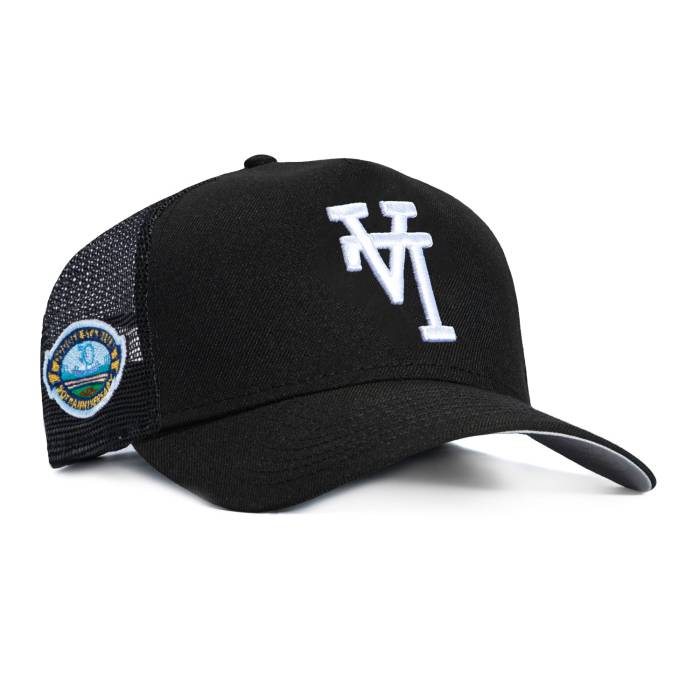 ニュー内鰓 New Era 【 9Forty A-Frame Trucker Los Angeles Dodgers 50Th Anniversary Stadium Patch Upside Down Snapback Hat Men Black 】 トラッカー ドジャース 闘技場 落ち込む Snapback スナップバック 御徒面子 メンズ 黒